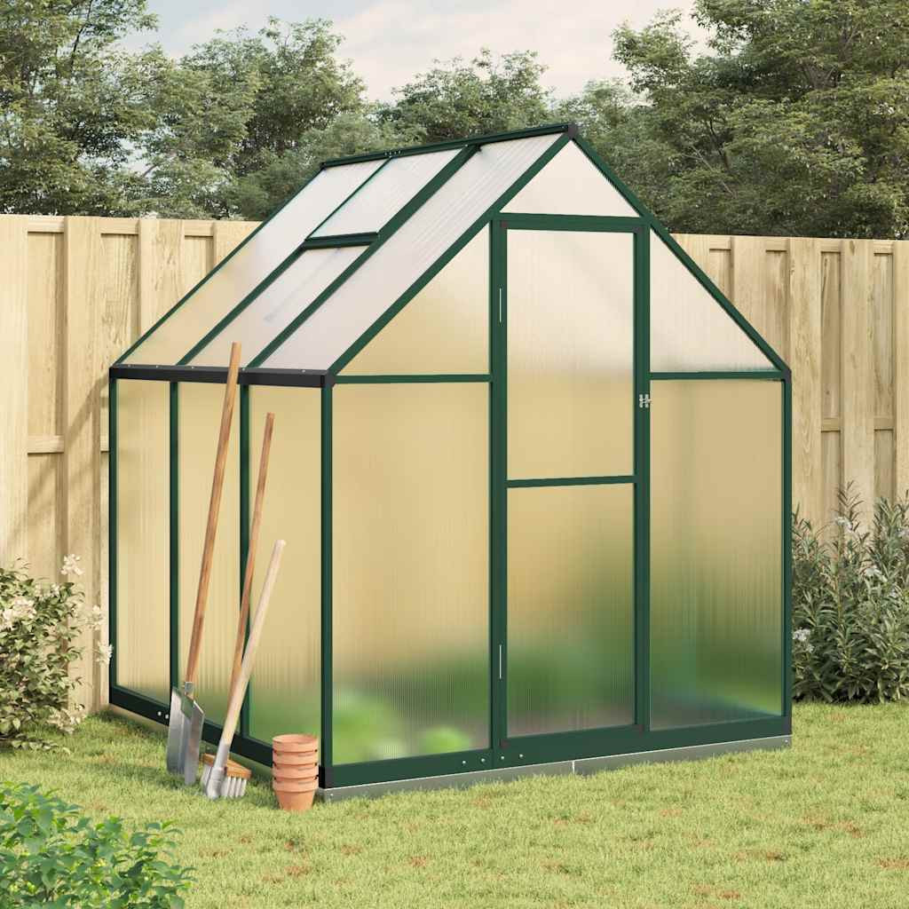 vidaXL Gewächshaus mit Fundamentrahmen Grün 169x169x202 cm Aluminimum