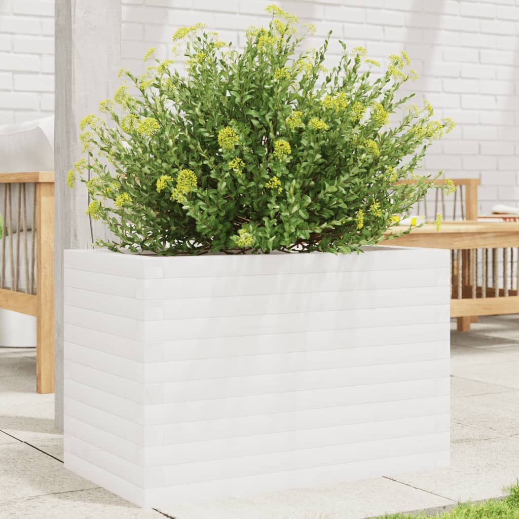 vidaXL Pflanzkübel Weiß 70x40x45,5 cm Massivholz Kiefer