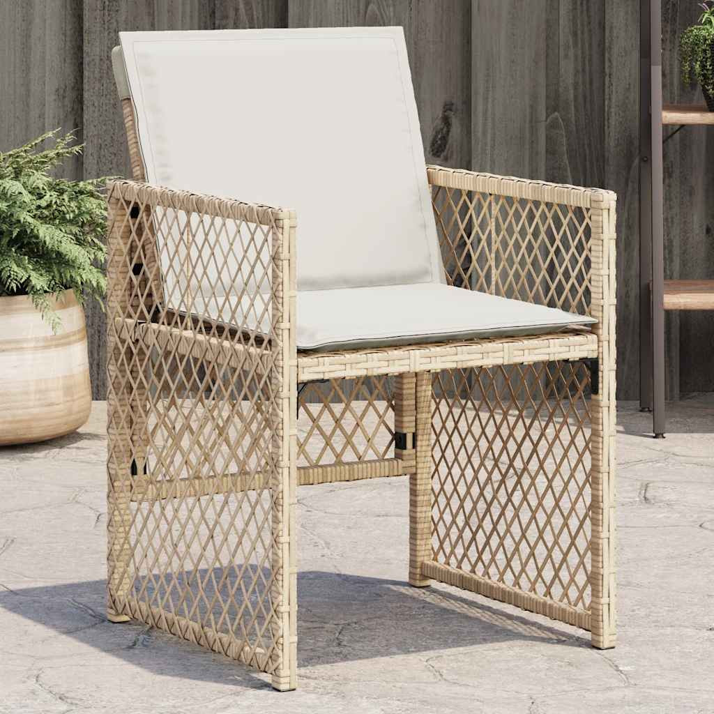 vidaXL Gartenstühle mit Kissen 4 Stk. Beige Poly Rattan