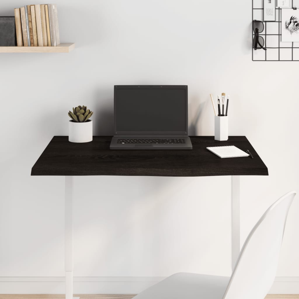 vidaXL Tischplatte Dunkelbraun 80x60x2 cm Massivholz Eiche Behandelt