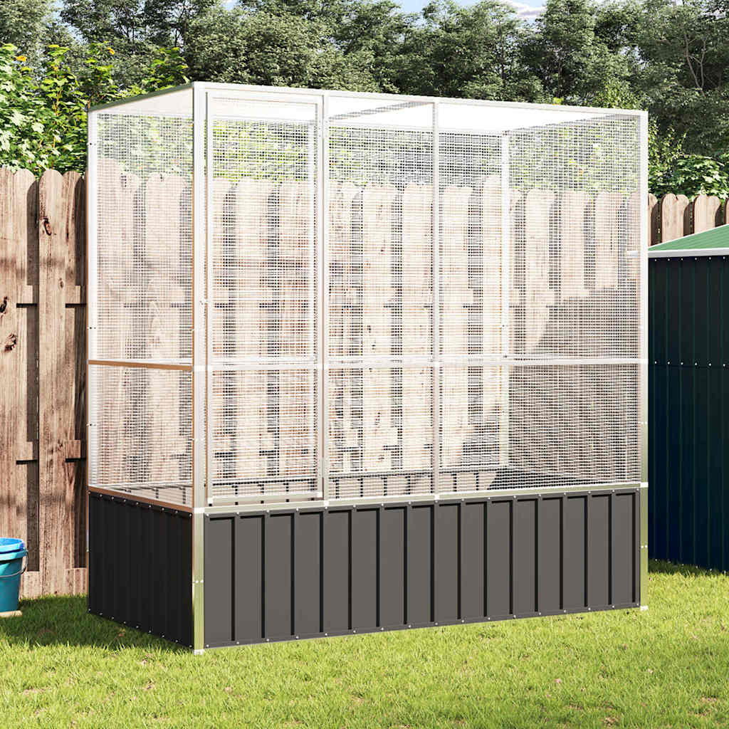 vidaXL Voliere Silbern 210,5x107x212 cm Stahl