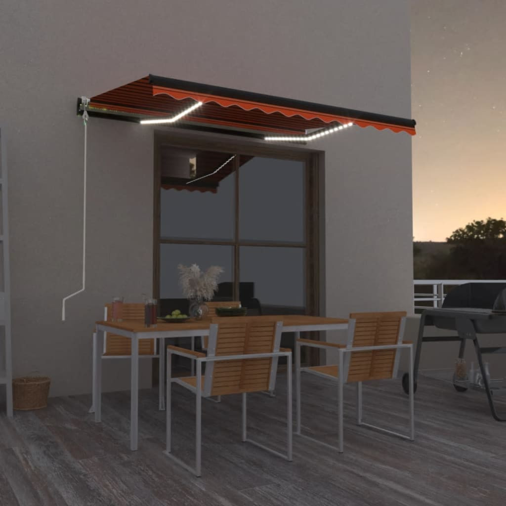 vidaXL Automatische Markise mit LED & Windsensor 400x300 Orange/Braun