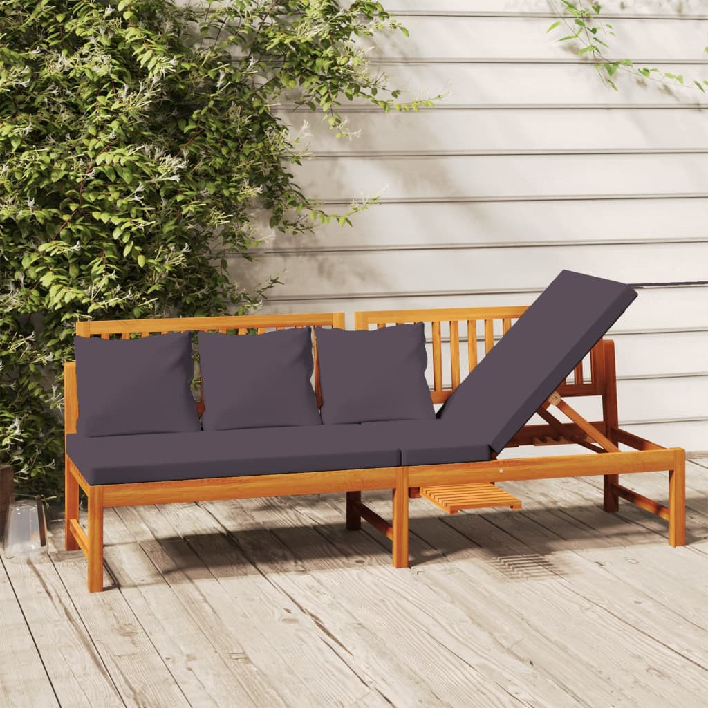vidaxL Tagesbett mit Grauen Kissen 200x60x75 cm Massivholz Akazie