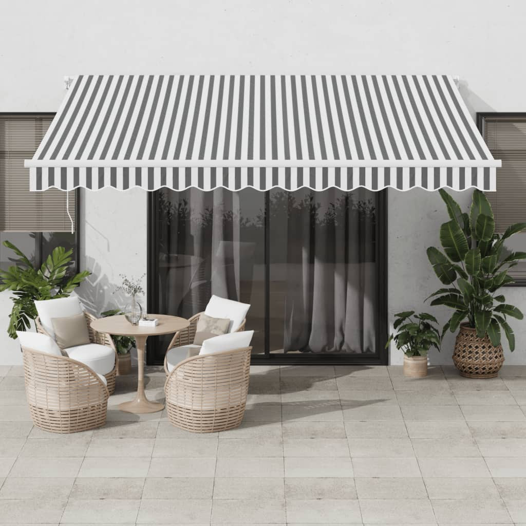 vidaXL Markise Manuell mit LED Anthrazit & Weiß 400x350 cm