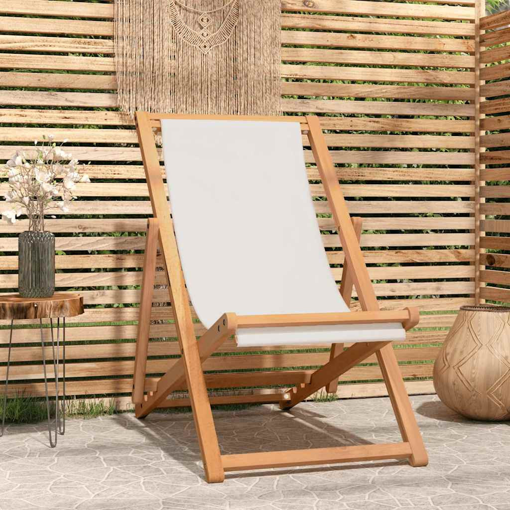 vidaXL Liegestuhl Teak 56x105x96 cm Creme