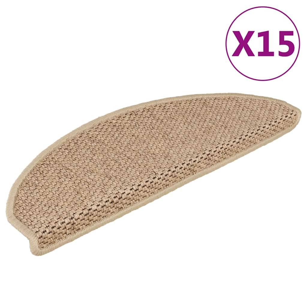 vidaXL Treppenmatten Selbstklebend Sisal-Optik 15 Stk. 65x21x4 cm Sand