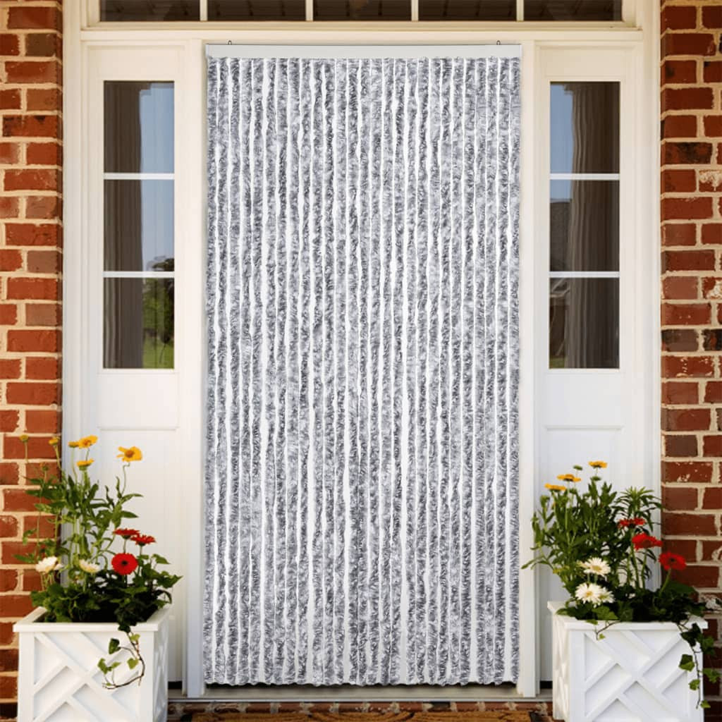vidaXL Insektenschutz-Vorhang Weiß und Grau 118x220 cm Chenille