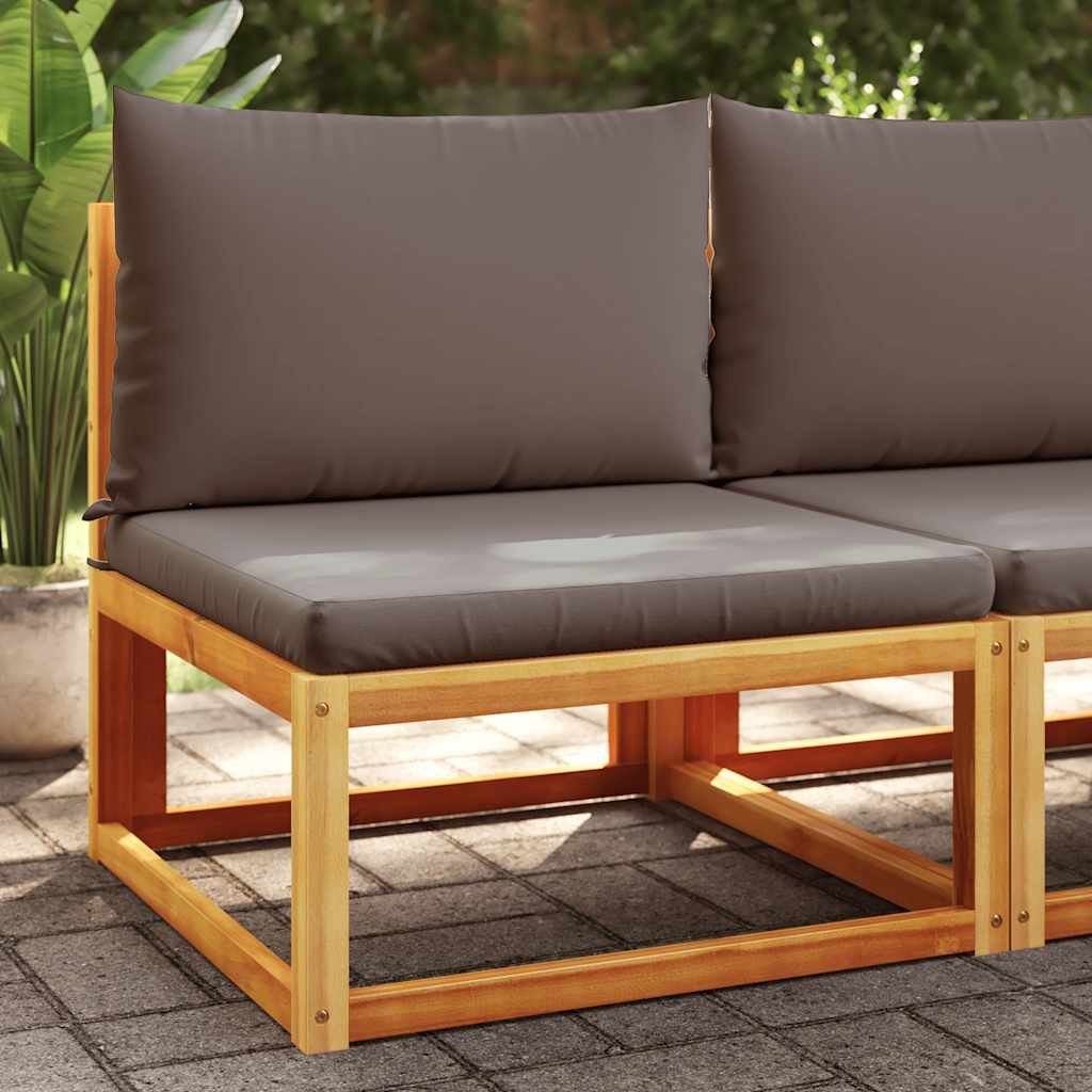 vidaXL Gartensofa ohne Armlehnen mit Kissen Holz Akazie & Rattan
