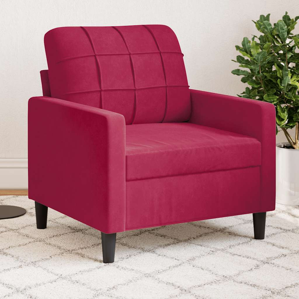 vidaXL Sessel Weinrot 60 cm Samt