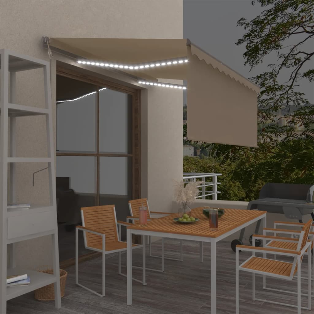 vidaXL Markise Automatisch mit Rollo LED Windsensor 3,5x2,5m Creme