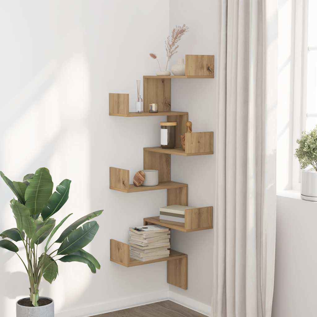 vidaXL Wand-Eckregal Artisan-Eiche 45x45x147 cm Holzwerkstoff