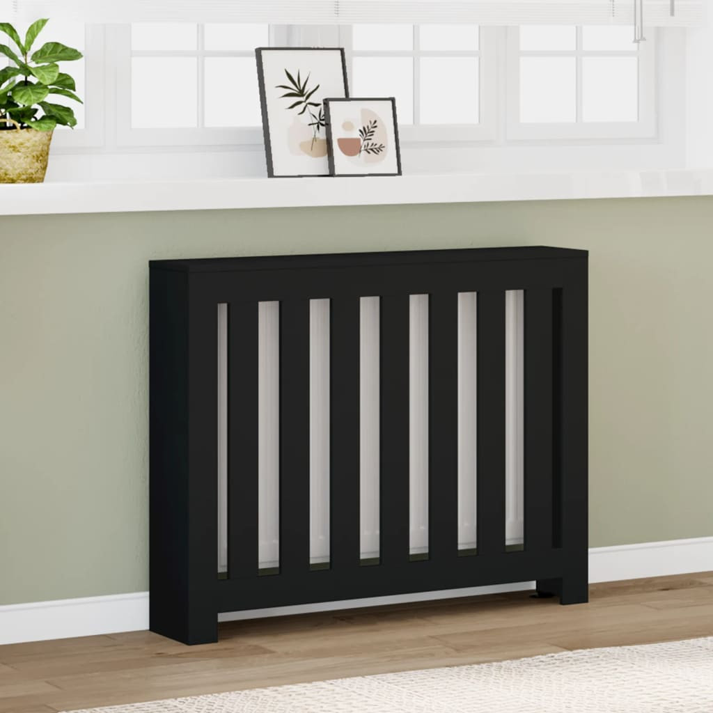 vidaXL Heizkörperverkleidung Schwarz 104x20x82 cm Holzwerkstoff