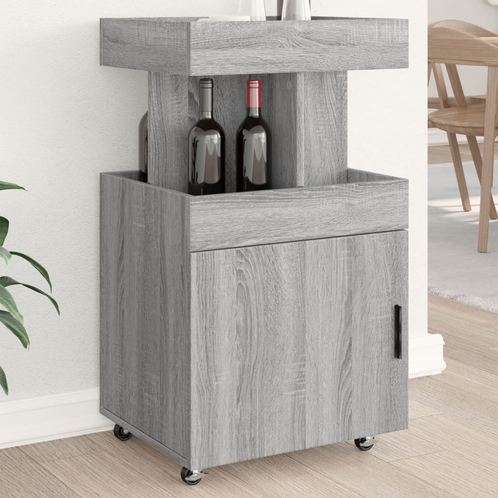 vidaXL Barwagen Grau Sonoma 50x41x89 cm Holzwerkstoff