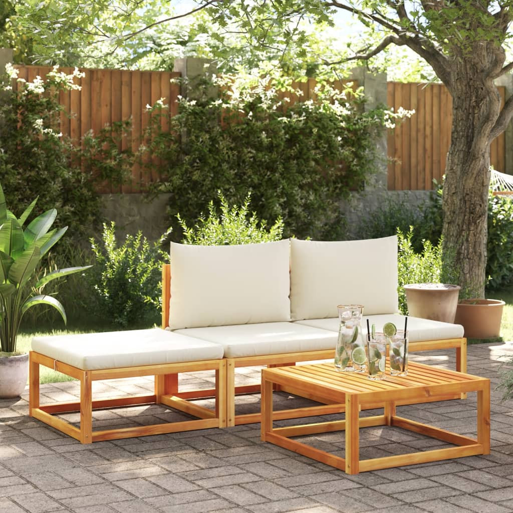 vidaXL 4-tlg. Gartensofa-Set mit Kissen Holz Akazie & Seil
