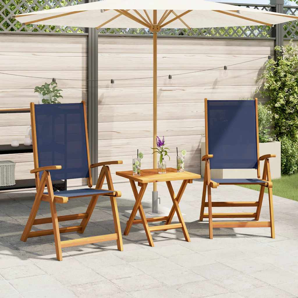 vidaXL Gartenstühle 2 Stk. Klappbar Massivholz Akazie und Textilene