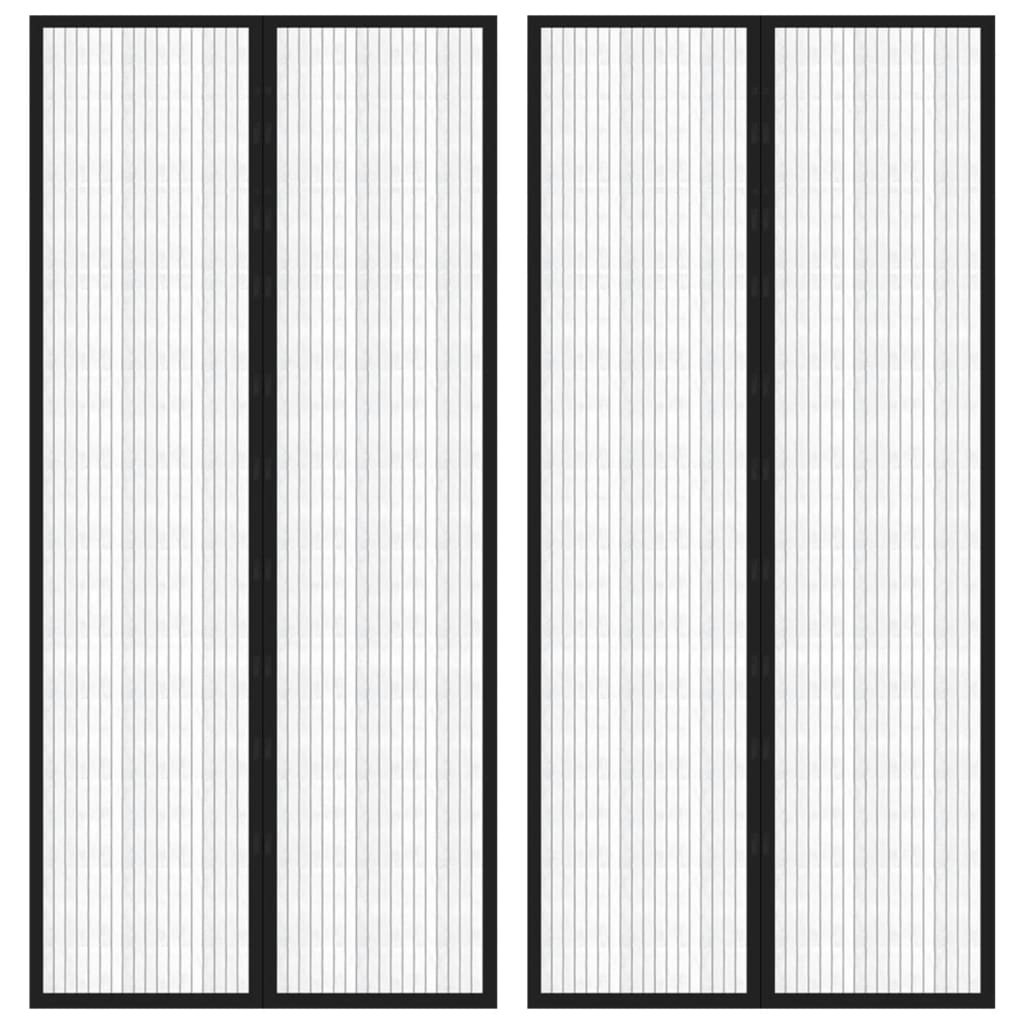 vidaXL Fliegengitter-Türvorhänge 2 Stk. Magnet Schwarz 220x110 cm