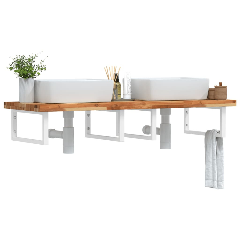 vidaXL Waschbeckenregal Wandmontage Stahl und Akazienholz