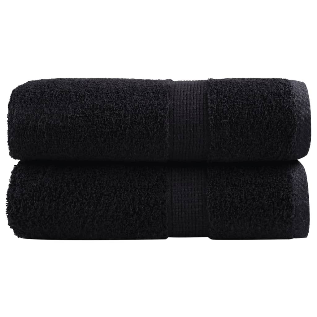 vidaXL Premium Waschhandtücher SOLUND 2 Stück Schwarz 30x30 cm 600 g/m²