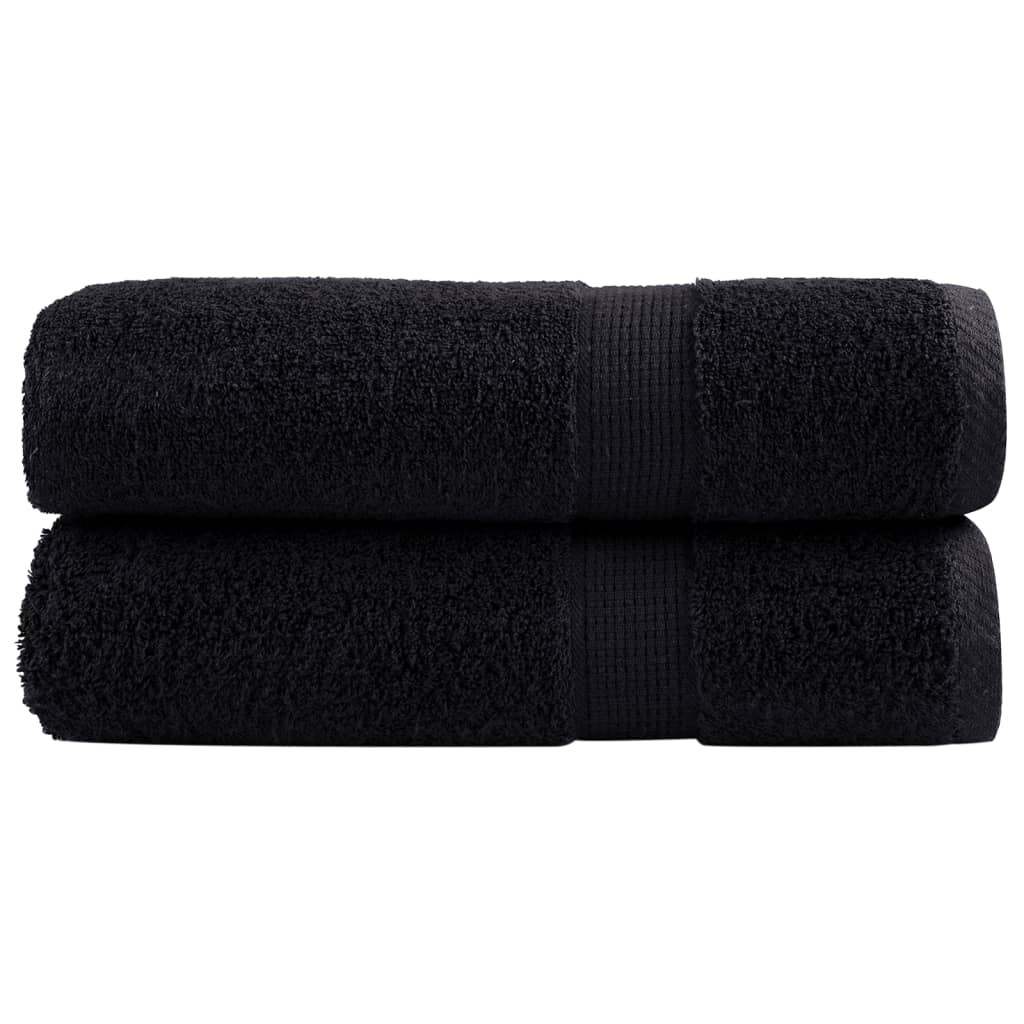 vidaXL Premium Badetücher SOLUND 2 Stk. Schwarz 100x150 cm 600 g/m²