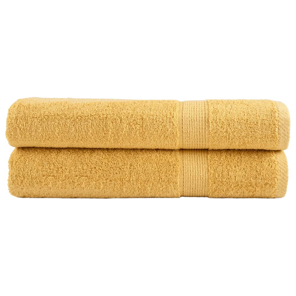 vidaXL Premium Handtücher SOLUND 2 Stk. Gold 100x200 cm 600 g/m²