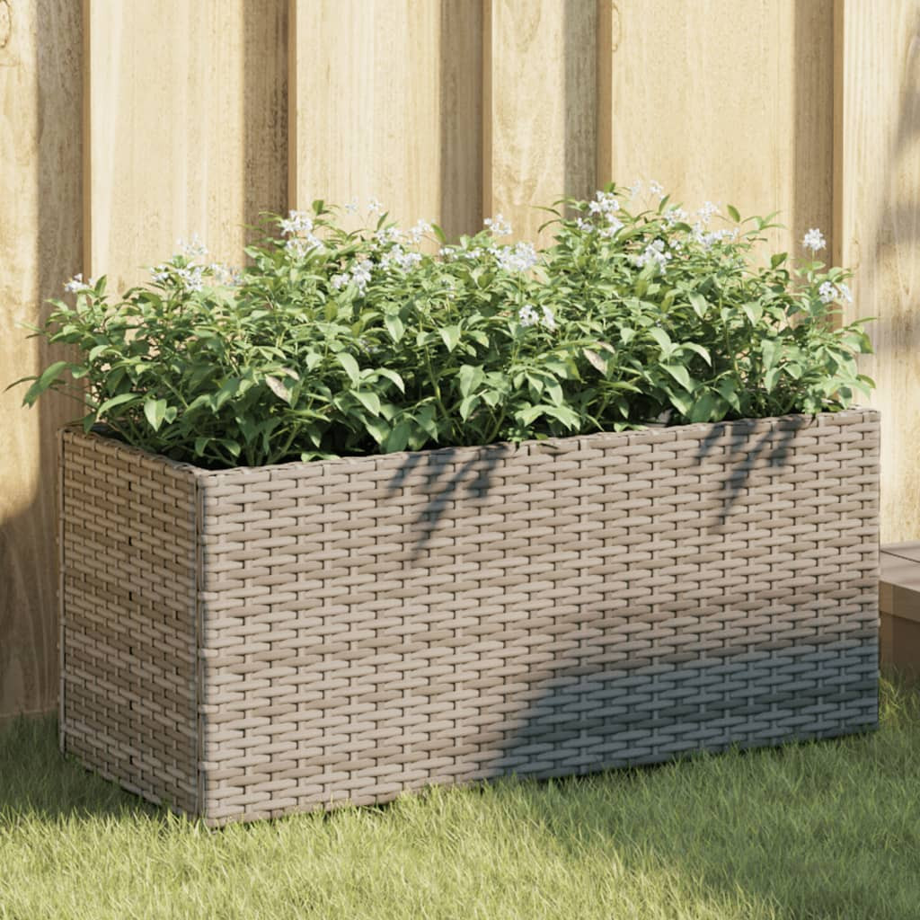 vidaXL Pflanzkübel mit 2 Töpfen 2 Stk. Grau 72x30x32 cm Poly Rattan