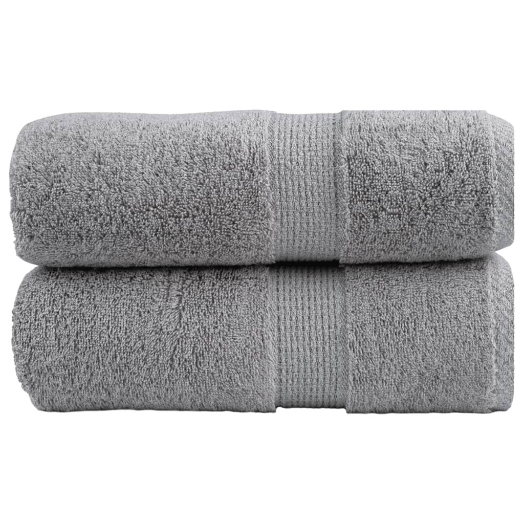 vidaXL Premium Gästetücher SOLUND 2 Stk. Grau 30x50 cm 600 g/m²