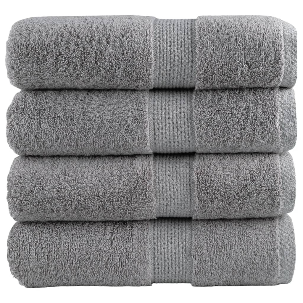 vidaXL Premium-Waschtücher SOLUND 4 Stk. Grau 30x30 cm 600 g/m²