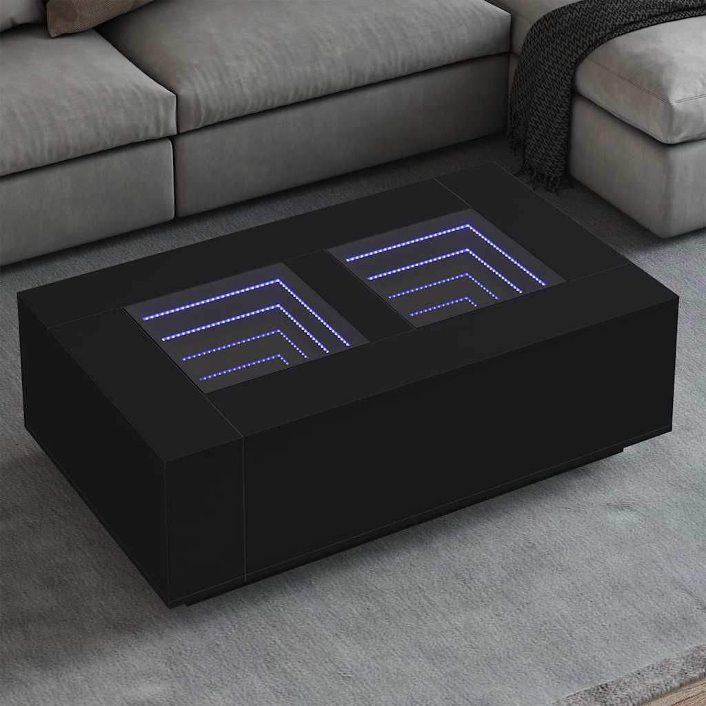 vidaXL Couchtisch mit Infinity-LED Schwarz 116x69x40 cm