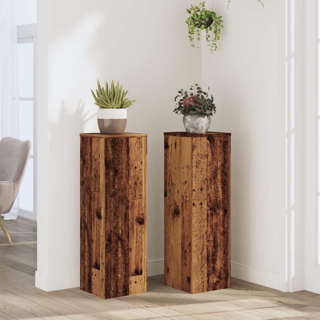 vidaXL Pflanzenständer 2 Stk. Altholz-Optik 25x25x80 cm Holzwerkstoff