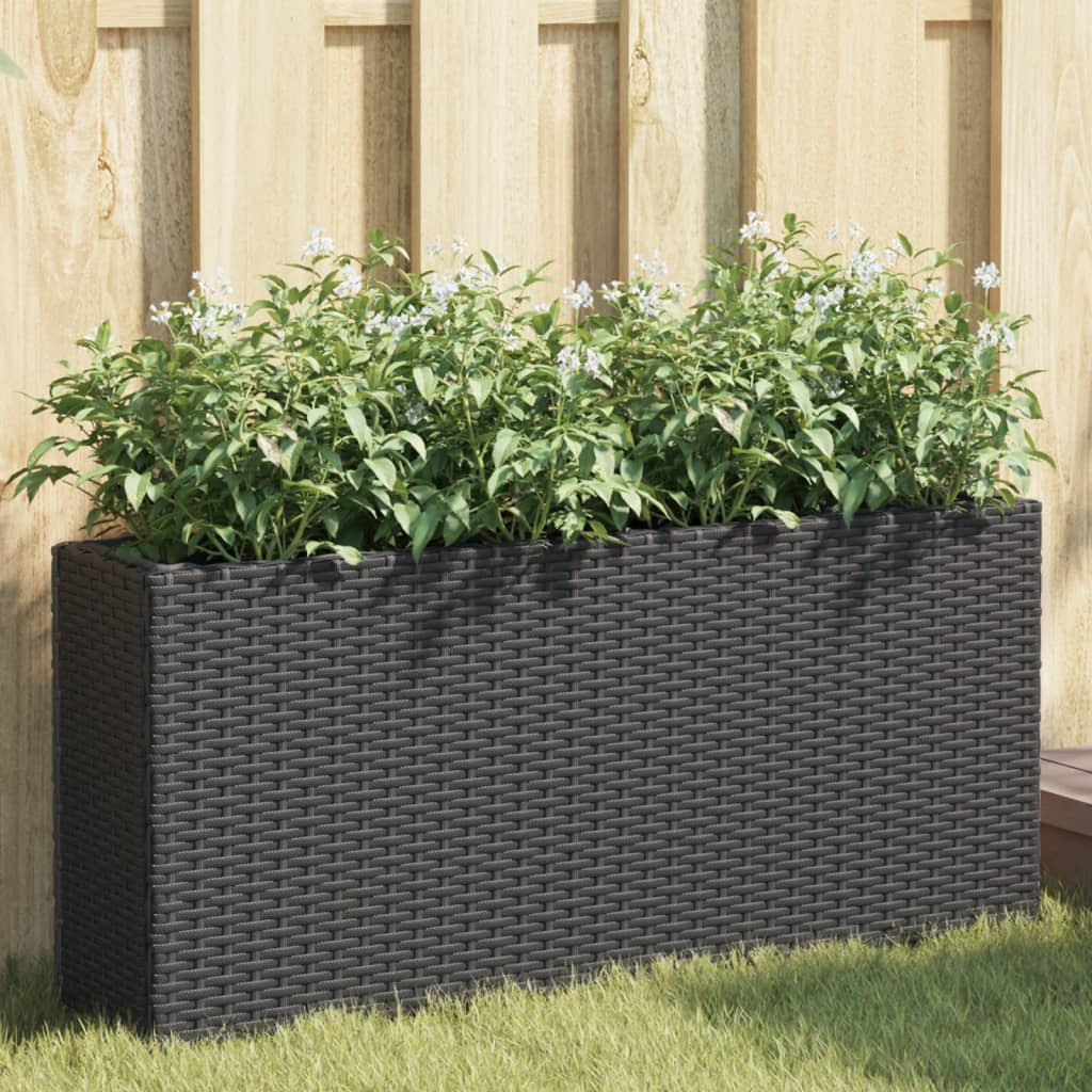 vidaXL Hochbeet mit 2 Fächern Schwarz 90x20x40 cm Poly Rattan