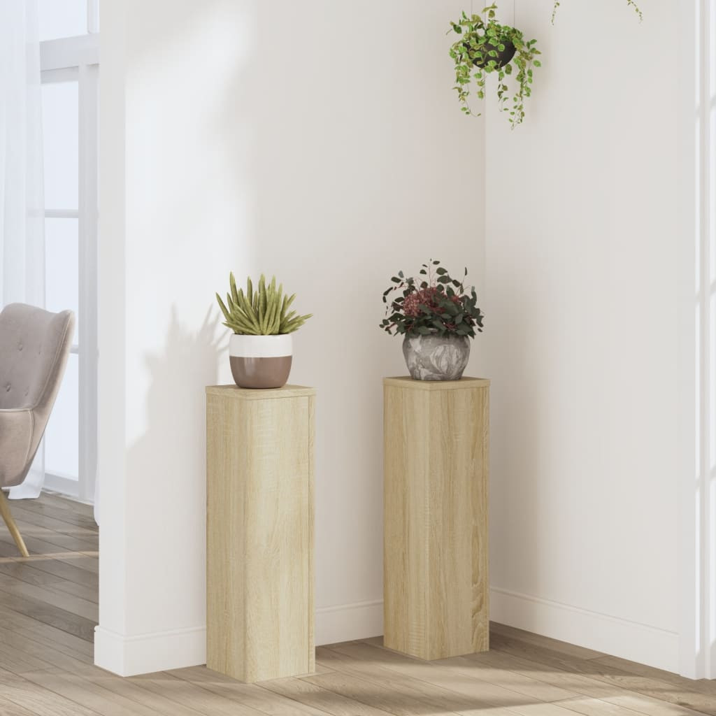 vidaXL Pflanzenständer 2 Stk. Sonoma-Eiche 17x17x60 cm Holzwerkstoff