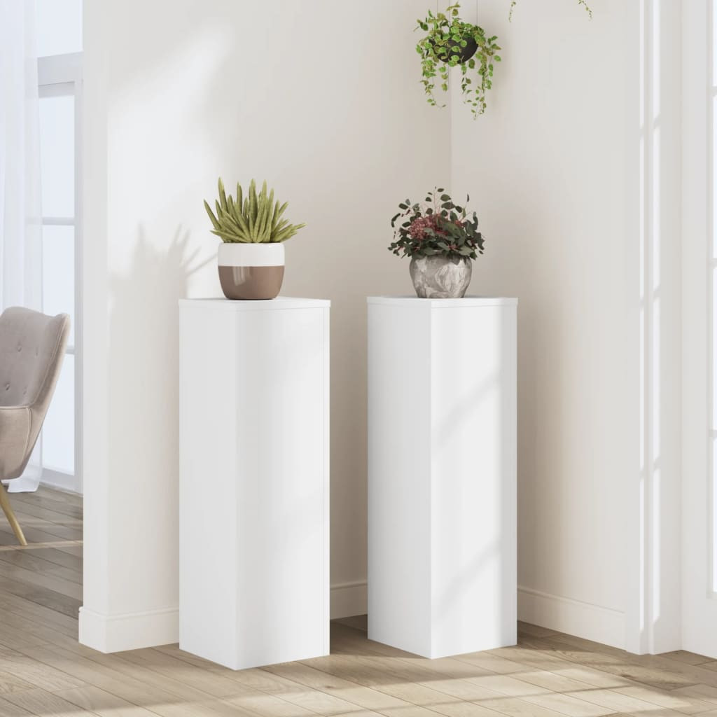 vidaXL Pflanzenständer 2 Stk. Weiß 25x25x80 cm Holzwerkstoff