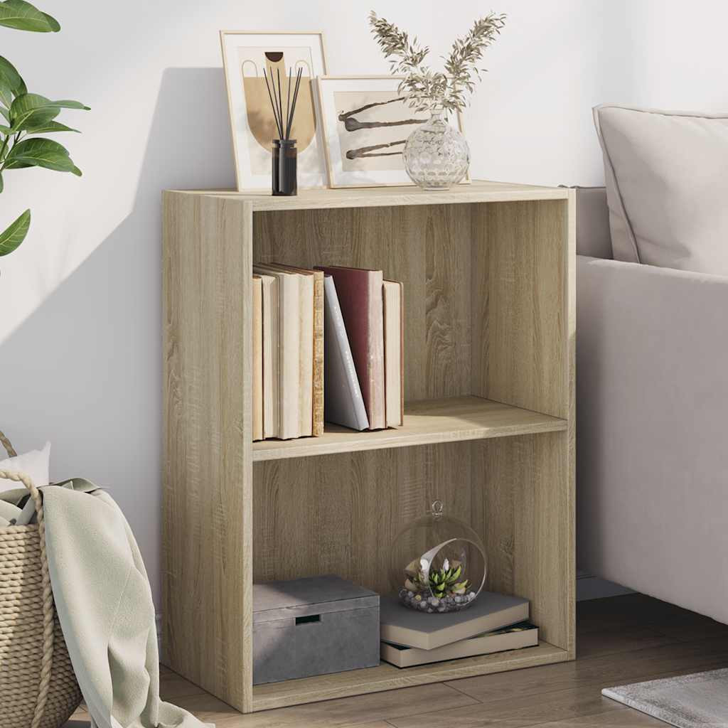 vidaXL Bücherregal 2 Fächer Sonoma-Eiche 60x30x76,5 cm Holzwerkstoff
