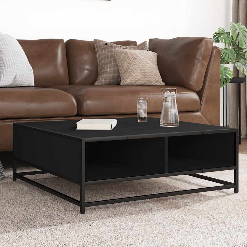 vidaXL Couchtisch Schwarz 80x80x30 cm Holzwerkstoff und Metall