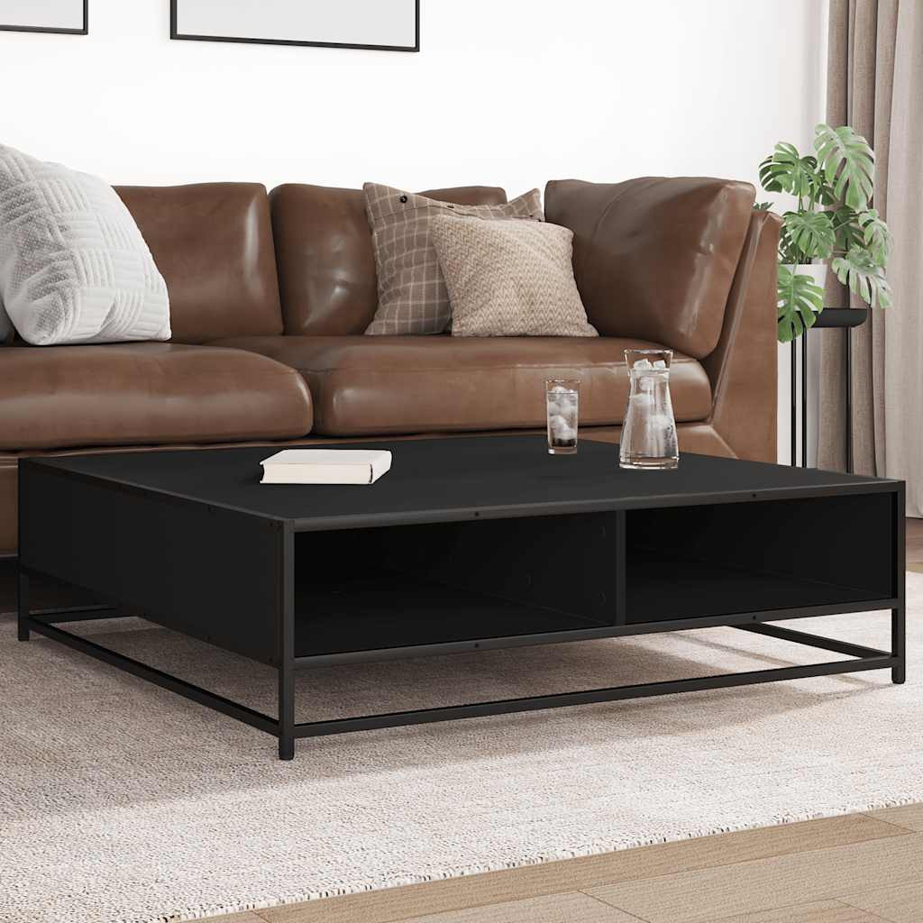 vidaXL Couchtisch Schwarz 100x100x30 cm Holzwerkstoff und Metall