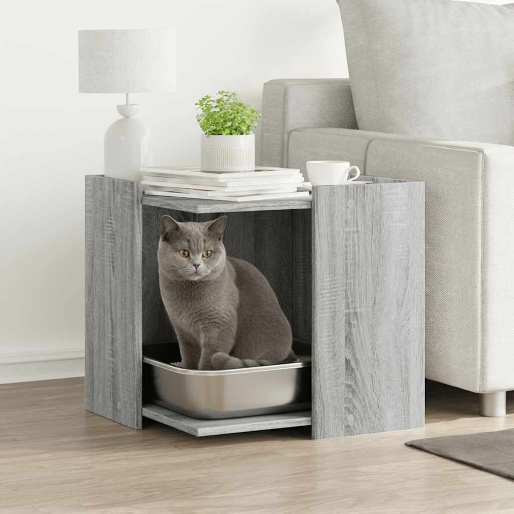 vidaXL Katzenklo Grau Sonoma 53x53x51 cm Holzwerkstoff