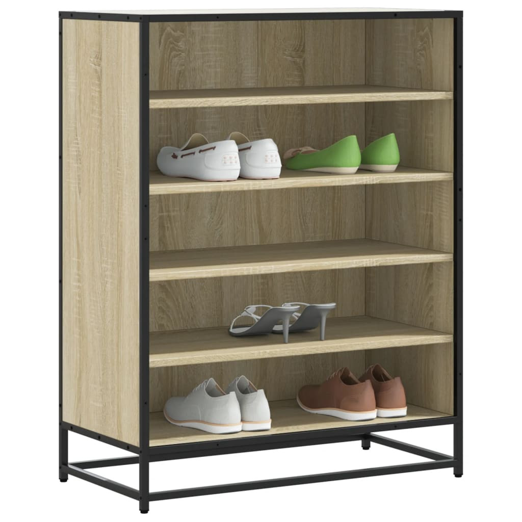 vidaXL Schuhschrank Sonoma Eiche 75x38x97,5 cm Holzwerkstoff Metall