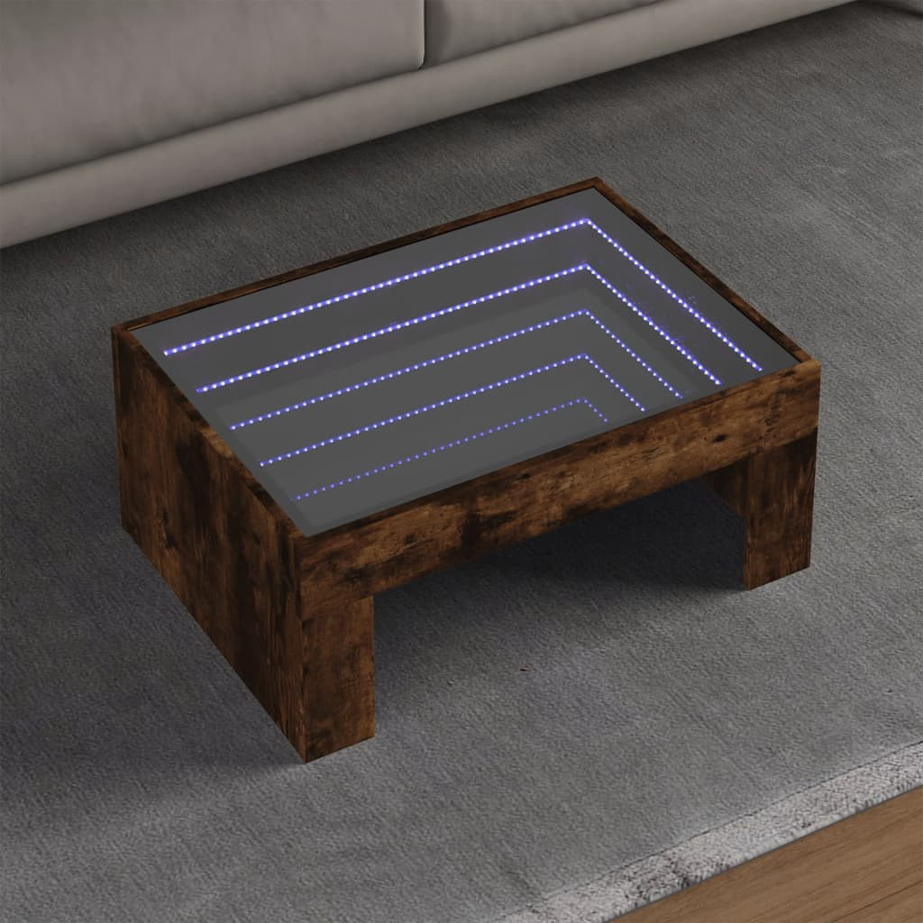 vidaXL Couchtisch mit Infinity-LED Räuchereiche 70x50x30 cm
