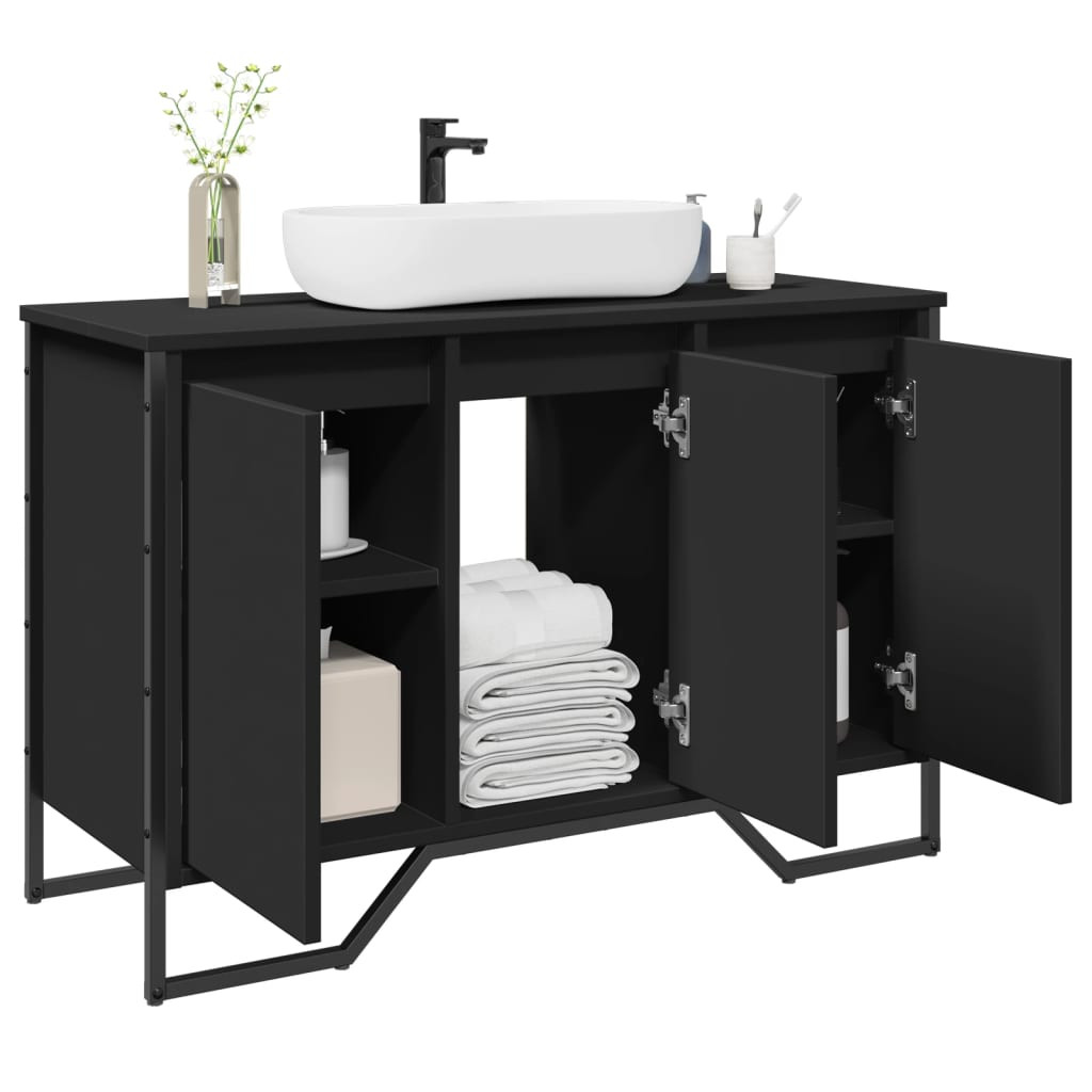 vidaXL Waschbeckenunterschrank Schwarz 91x35x60 cm Holzwerkstoff