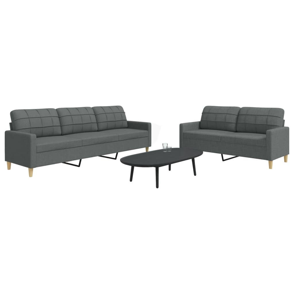 vidaXL 2-tlg. Sofagarnitur Dunkelgrau Stoff