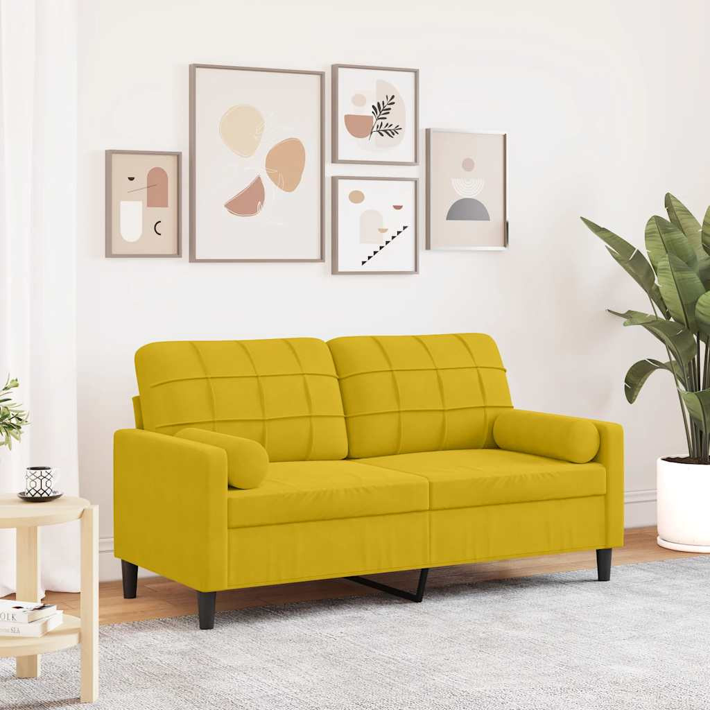 vidaXL 2-Sitzer-Sofa mit Zierkissen Gelb 140 cm Samt