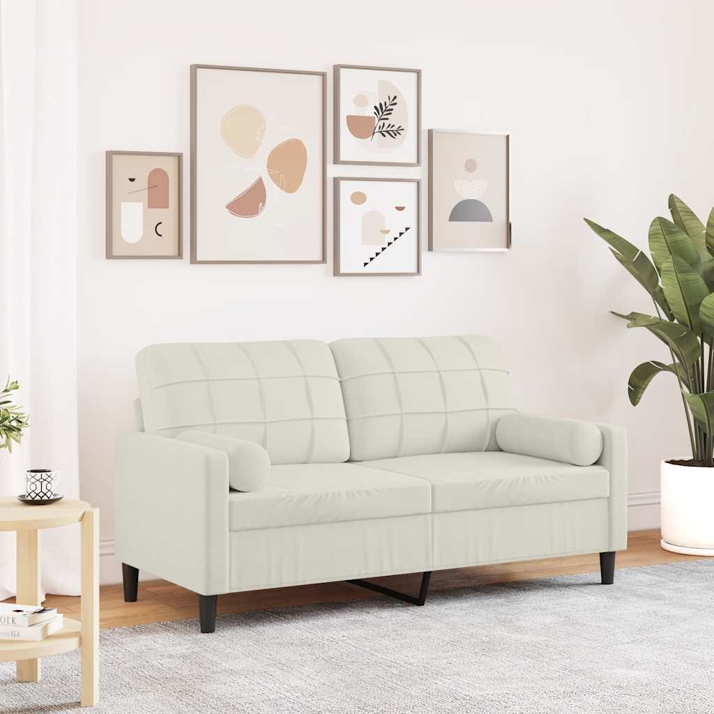 vidaXL 2-Sitzer-Sofa mit Zierkissen Creme 140 cm Samt