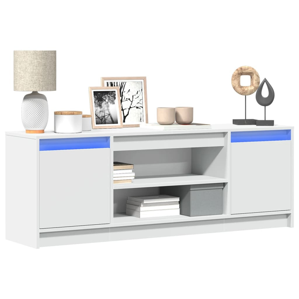 vidaXL TV-Schrank mit LED-Beleuchtung Weiß 139,5x34x50cm Holzwerkstoff
