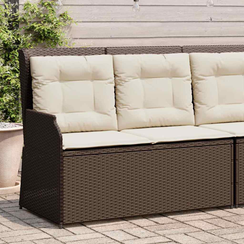 vidaXL Gartenbank Verstellbar mit Kissen Braun Poly Rattan