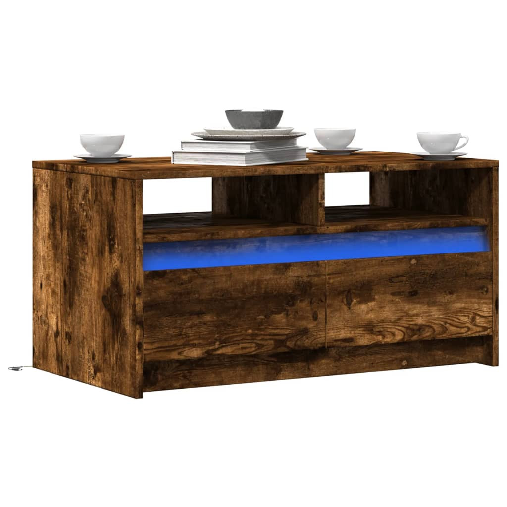 vidaXL LED-Couchtisch Räuchereiche Holzwerkstoff