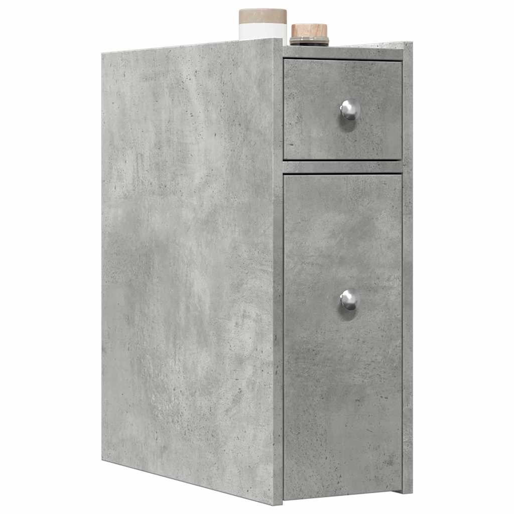 vidaXL Badschrank Schmal mit Rollen Betongrau Holzwerkstoff