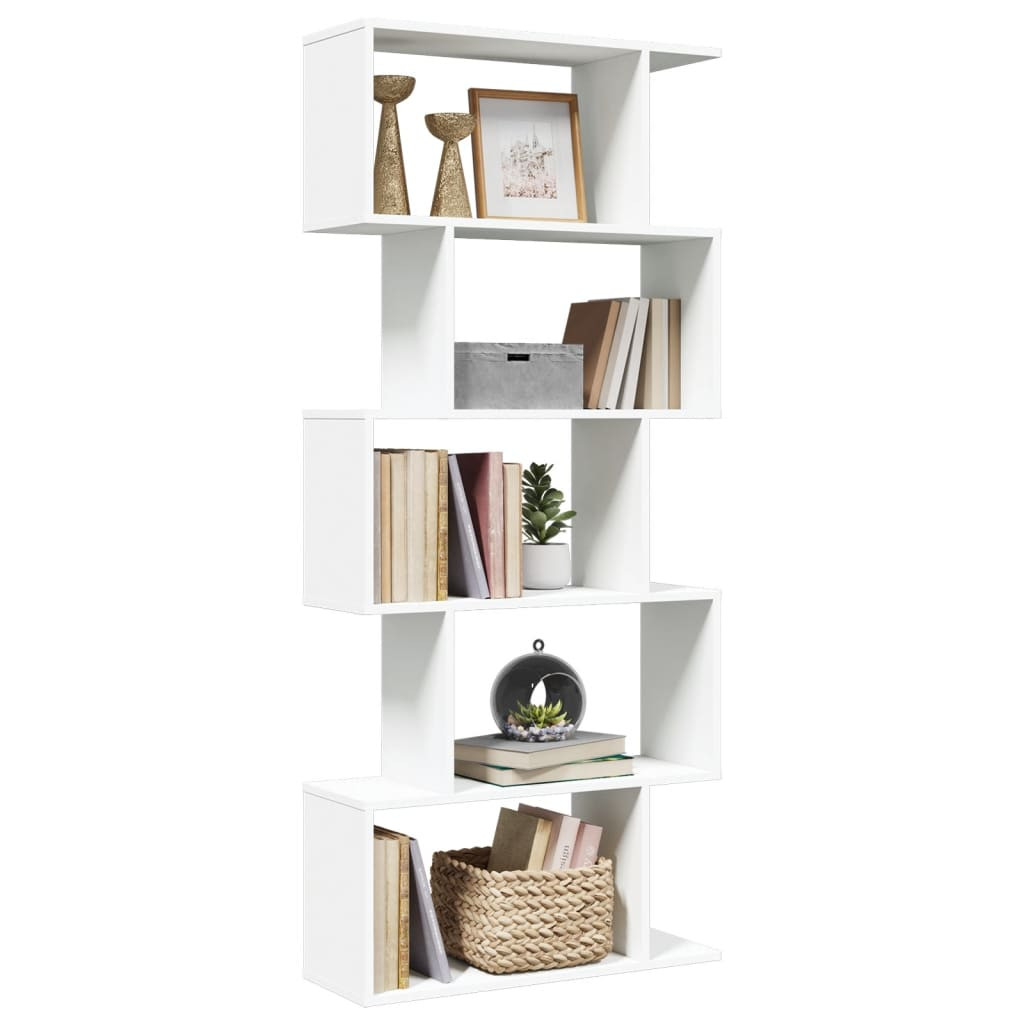 vidaXL Raumteiler Bücherregal 5-stufig Weiß 70x24x161 cm Holzwerkstoff