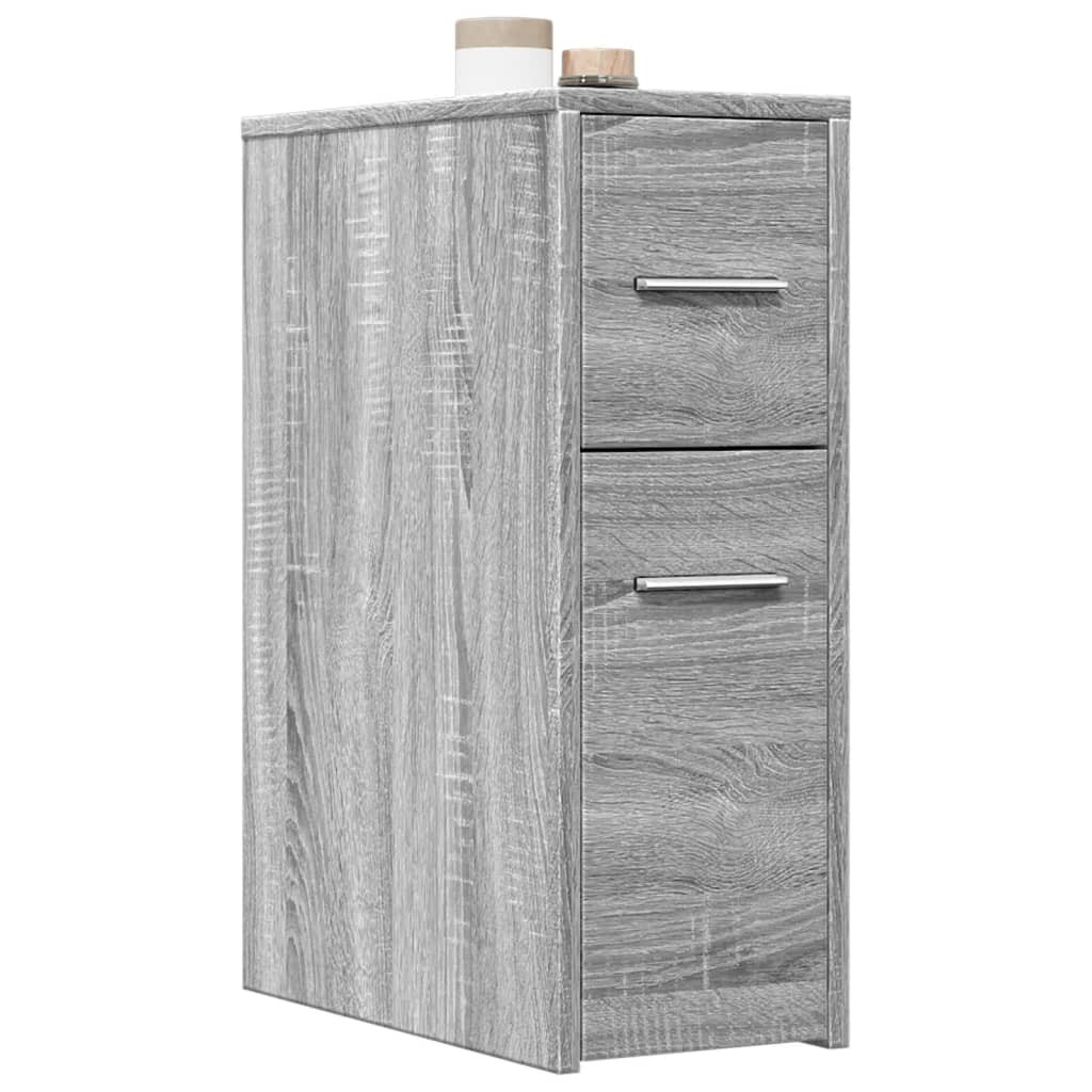 vidaXL Badschrank Schmal mit Rollen Grau Sonoma Holzwerkstoff