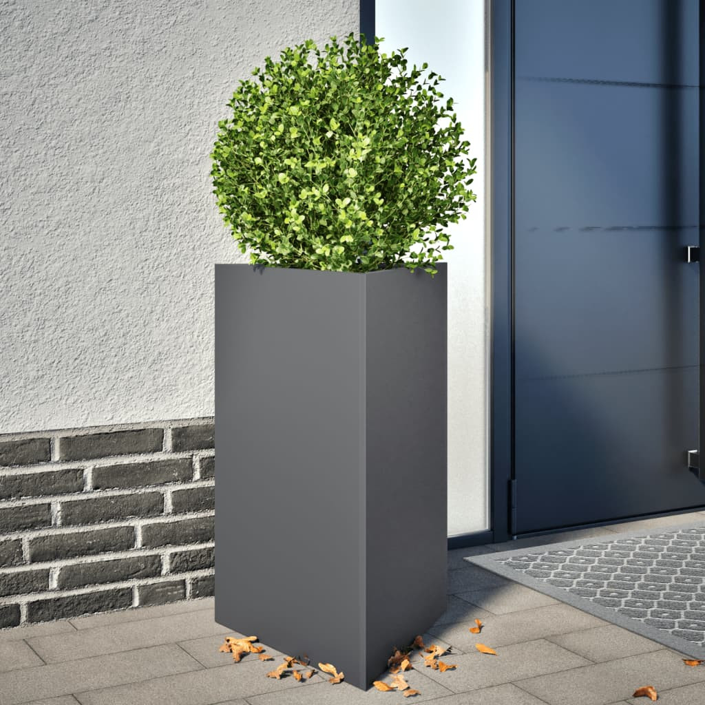 vidaXL Pflanzkübel 2 Stk. Anthrazit Dreieckig 50x43x75 cm Stahl