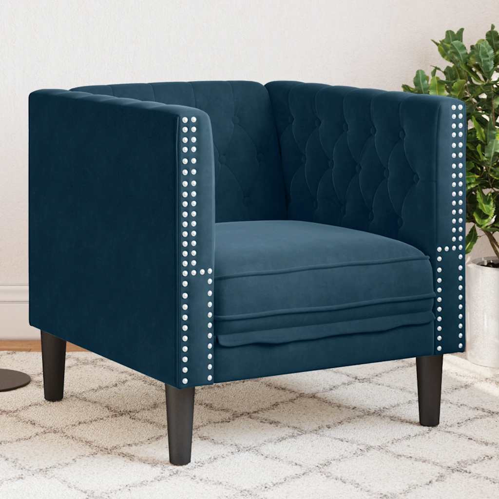 vidaXL Chesterfield-Sessel Blau Samt